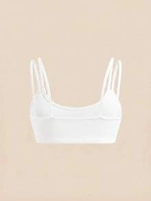 Cheerettes Women's Solid Color Basic Versatile Sports Bra 2pcs Set, White, For Yoga, Gym & Running - White - View 7