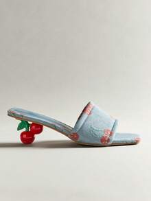 SHUZIA Sandal Hak Tinggi Motif Ceri untuk Wanita, Modis di Musim Panas - Baby Blue - View 5