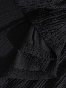 SHEIN 1件少女夏季新款方領無袖背心上衣 波點印花 後背小V設計 3D大蝴蝶結 寬下擺 側面抓皺 簡約百搭 海灘度假洋裝 - 黑色 - 查看 8