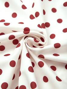 GlowEve CURVE Camisa casual de mujer talla grande con estampado de lunares, abotonadura sencilla y ribete de volantes - Albaricoque - Ver 7