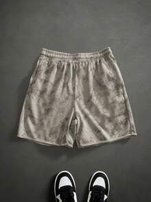 PAVTROS Herrshorts för sommaren, avslappnade och slitna, grå, med dragsko i midjan, retrostil, mångsidig design - Aprikos - Visa 2