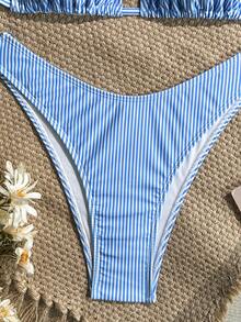 Swim Mod Vacation Beach Striped Two-Piece Swimsuit Set - Multicolor - View 5