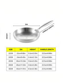 1pc 304 Stainless Steel No Coating Non-Stick Frying Pan Gas & Induction Cooktop Compatible For Steak Cooking Kitchen Cookware - View 4