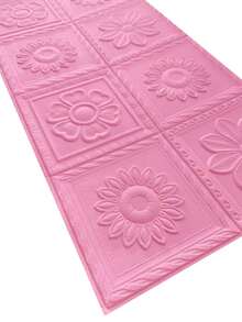 10pcs 3D XPE Foam Material Retro Romantic Embossed Flower Pattern Wall Paper, Anti-Collision Foam Wall Stickers, Colorful, Easy-To-Clean, Self-Adhesive Crashproof Wall Sticker - pink - View 5