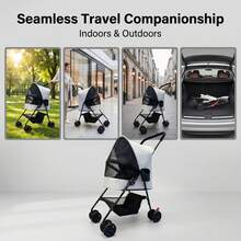 1-Pack Lightweight Foldable Outdoor Pet Stroller For Cats And Dogs - Multicolor - View 5