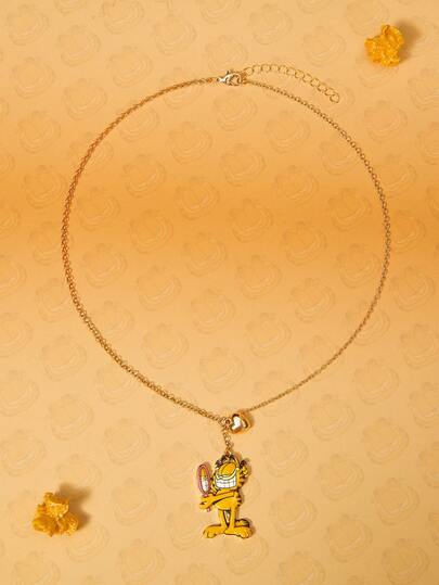 GARFIELD | SHEIN 1 pieza Nuevo Collar de Gato de Dibujos Animados Creativo, Colgante con Estampado de Patrón de Dibujos Animados, Diseño Conjunto IP, Lindo y Personalizado, Simple y Generoso, También Puede Usarse Como Accesorios, Adecuado Para Varias Fiestas, Conciertos, Festivales, Regalos Exquisitos