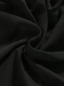 ROMWE Vestido mini de moda para mujer de unicolor con cuello halter, lazo y fruncido para citas - Negro - Ver 4