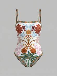 Swim Oasis Women's Floral Print One-Piece Swimsuit And Shorts, Suitable For Beach Vacation, Pool Party, Beach Party - Multicolor - View 4
