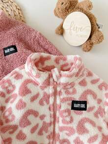 SHEIN 2pcs Jaket Bayi Perempuan Musim Gugur/Musim Dingin Lucu Serbaguna Kasual Berbulu dengan Kerah Tegak - Berwarna merah muda - View 7