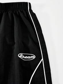 SHEIN 青少年女孩秋季套裝 2件/套 時尚休閒運動風 黑色立領夾克與長褲套裝，時尚俐落 - 黑色 - 查看 4