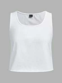 SHEIN EZwear 女款 2 件組 95% 棉 黑色/白色 U 領背心上衣－居家休閒/通勤/旅行/運動/健身房/學校 - 彩色 - 查看 6