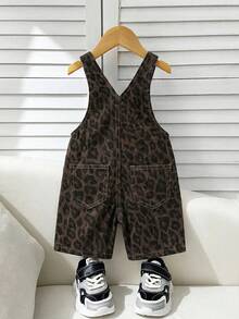 SHEIN Baby Jungen Sommer Lässig Patchwork Detail Baggy Gerade Bein Denim Latzhose Jumpsuit - Verschiedenfarbig - Übersicht 2