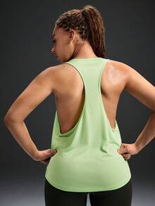 Powerista Damen Große Größen Lässiges einfarbiges luftiges Racerback Trägershirt, Sommer - Minzgrün - Übersicht 4