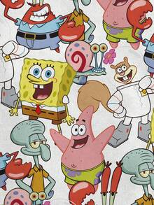 SpongeBob SquarePants | SHEIN 女款卡通印花滿版細肩帶背心 - 白色 - 查看 4