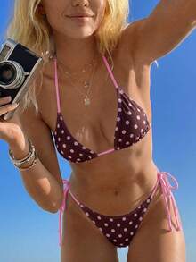 Swim SXY Women's Spring/Summer Random Print Halter Bikini Set - Multicolor - View 3