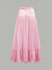 Swim Vcay Women's Sweet Vacation Style Shirred Hem Slit Cover-Up Dress - Pink - View 7