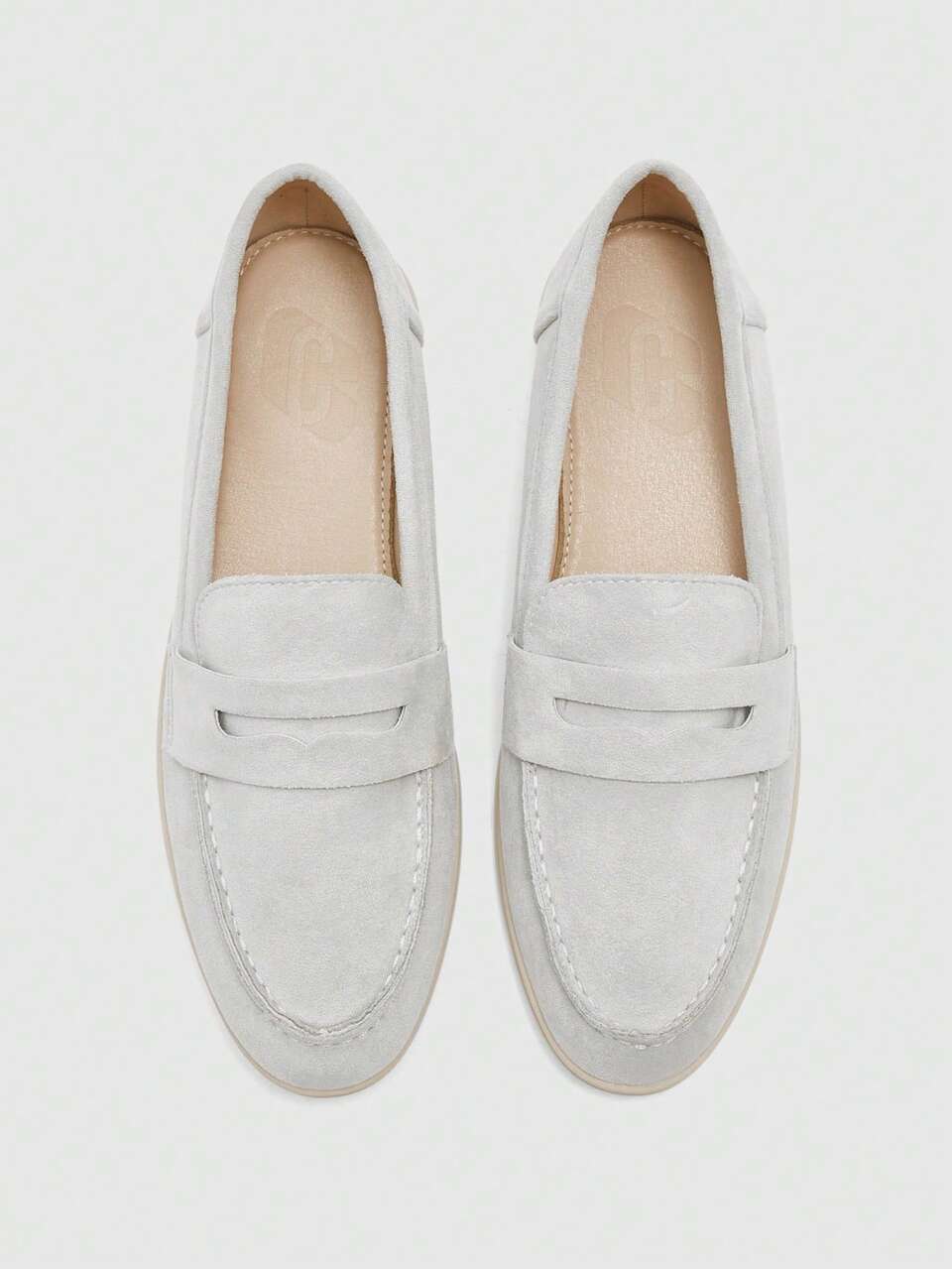 CUCCOO BIZCHIC Fashion Women's Light Gray Suede Comfortable Commuting Women's Loafers Women's Flat Shoes Are Suitable For Outdoor Vacation Shopping To Work, Daily Commuting Versatile Women's Shoes Flat Shoes