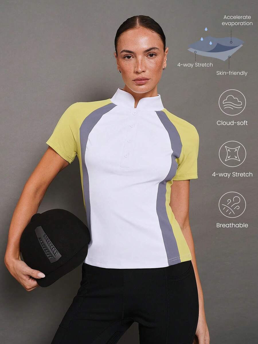 Activina Women's Colorblock Simple Short Sleeve Equestrian Outfit