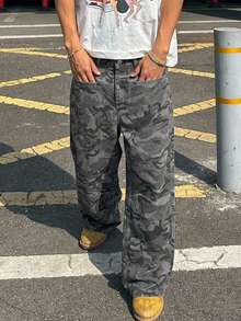 DAZY Spring Camouflage Men's Pocket Wide Leg Jeans - Multicolor - View 7