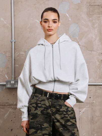 COUREZ Sweat-shirt à capuche surdimensionné avec taille resserrée / Vêtements d'automne Y2K Vêtements d'automne Tenues de sortie pour femmes