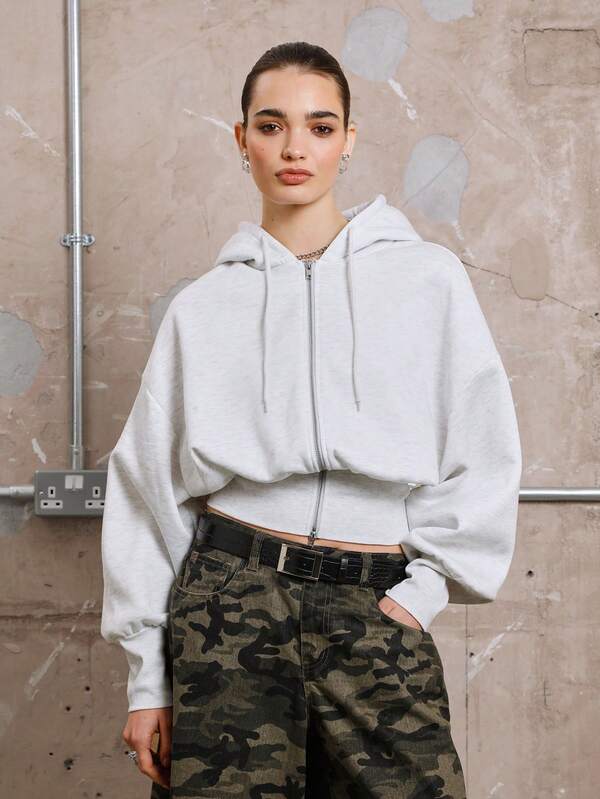 COUREZ Oversized Hoodie With Cinched Waistband /Y2K Fall Clothes Autumn Clothes Women Going Out Outfits Hoodies For Women Y2K Tops