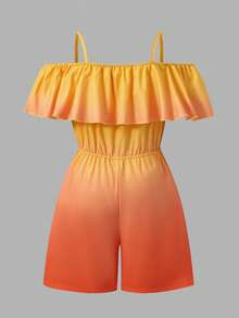 Romper Kasual Berlipit Motif Bunga untuk Pakaian Sehari-hari Remaja Perempuan - Kuning - View 2