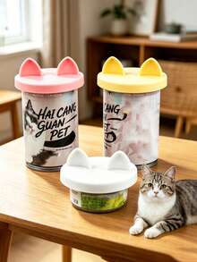 PETSIN Cat Ear Pet Can Lid; Airtight Fresh-Keeping Lid; Sealing Lid; Multi-Functional Dust-Proof And Leak-Proof Fresh-Keeping Lid; Storage Lid; Fits Most Sizes Of Pet Cans; Food Fresh-Keeping And Moisture-Proof Lid; Household Pet Food Sealing Tool - multicolor - View 4