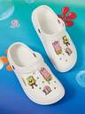 SpongeBob SquarePants | SHEIN Stylish And Lovely White Garden Slippers, Breathable And Quick-Drying, Soft And Comfortable, With Perforated Design, Suitable For Various Occasions, S