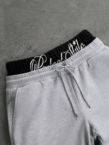 PAVTROS Conjunto de sudadera con capucha y pantalones de chándal con letras bordadas para hombre - Gris - Ver 8