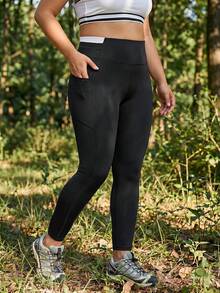 In My Nature Legging Esportiva Sem Costura de Cintura Alta para Mulheres Plus Size - Preto - Visão 4