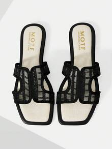 MOTF PREMIUM SUMMER NEW BLACK BEACH VACATION CASUAL LADIES FLAT SANDALS - Black 3 - View 1