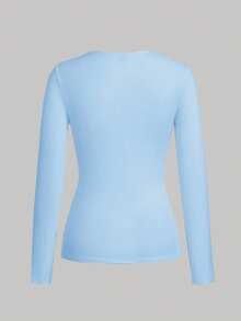 TaskEZ Solid Color Long Sleeve Scrub Uniform Top - Multicolor - View 4