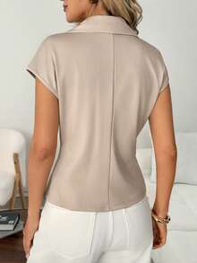 SHEIN LUNE Casual Business Casual Women's Summer Commute Work Waist-Cinching Blazer Teacher's Day Peach Fall Work For Women - Apricot - View 2