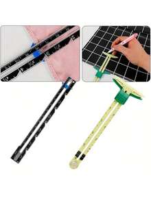 3PCS Fabric Cutting Ruler Set – Quilting Positioning Ruler For Sewing, Button Edge Parallel Line Sewing Gauge, Multifunctional DIY Craft Measuring Tool - multicolor - View 7