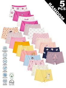 Paquete de 5 bragas con estampados de caballos, conejos y elefantes de dibujos animados para niñas, surtido de colores - Multicolor - Ver 3