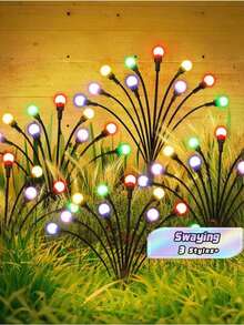 Solar Garden Lights, 1pc 6/8/10LED Solar Outdoor Swaying Lights, Waterproof Firefly Lights For Patio Pathway Outdoor Decor, Premium Bulb Base&Vary In Lenth - multicolor - View 1