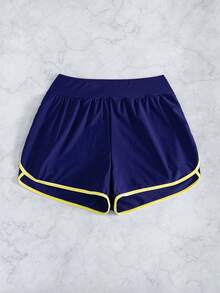 Swim Basics Springbreak 女款黑白對比飾邊運動休閒短褲沙灘褲 - 藏蓝色 - 查看 6