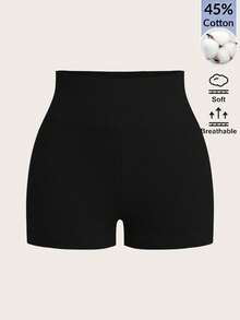 SHEIN BASICS 女款純色休閒百搭日常穿著短褲 3件/組 - 彩色 - 查看 8