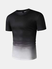Manfinity Homme Men Ombre Casual Daily Wear Short Sleeve T-Shirt For Spring/Summer - Multicolor - View 8