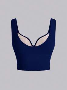 SHEIN Velisys Women's Solid Color Ribbed Tank Top Sports Bra - Multicolor - View 9