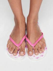 Grefit Leopard Print Flip-Flops, Summer Vacation Beach Triangle Shoes, Comfortable Slippers For Home Wear - Pink love - View 4