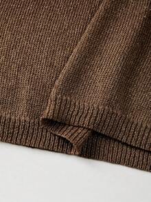 SHEIN Franclia New 2026 Women's Shimmering Gold Knit Tank Top-Round Neck, Ribbed Armhole Detail, Cropped Silhouette, Effortlessly Blending Retro 90s Glamour With Minimalist Chic, Ideal For Brunch Dates, Night Out And Spring Summer Daily Wear - Brown - View 3