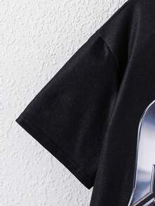 SHEIN 兒童 2 件組大童男孩數位印花 T 恤與短褲套裝 返校季 Y2K 風格 英文字母與數字 67 - 彩色 - 查看 6