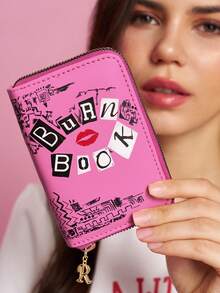 Mean Girls | SHEIN 1個 PU皮革珠寶收納袋，可存放戒指、耳環、項鍊等，附分格設計方便整理收納，適合女性與學生，居家收納與旅行理想之選，Burn Book - 粉 - 查看 2