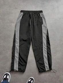 Sport MetroGents Men's Colorblock Patchwork Sports Long Pants, Gym - Black - View 2