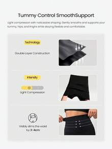 GLOWMODE 1 Pack Celana Pendek Pembentuk Tubuh Pengontrol Perut, Penopang Inti, Menyerap Keringat, Pinggang Sangat Tinggi, Pakaian Dalam Kasual Sehari-hari - Hitam - View 2