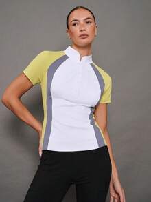 Activina Women's Colorblock Simple Short Sleeve Equestrian Outfit - Green - View 7