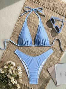 Swim Mod Vacation Beach Striped Two-Piece Swimsuit Set - Multicolor - View 2