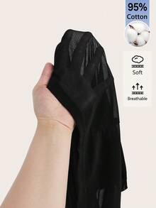 SHEIN BASICS 女款純色網紗圓領短袖上衣搭配短版背心 - 黑色 - 查看 6