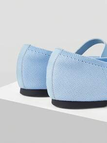 MOTF PREMIUM PU LEATHER BUCKLE MARY JANE FLAT SHOES FOR CHRISTMAS SPRING SHOES - Light blue - View 7